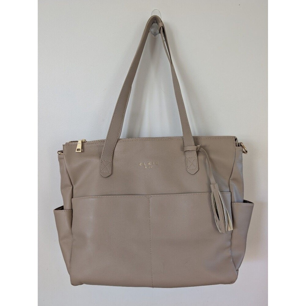 Elkie and Co The Aberdeen Diaper Bag Backpack Beige White Large